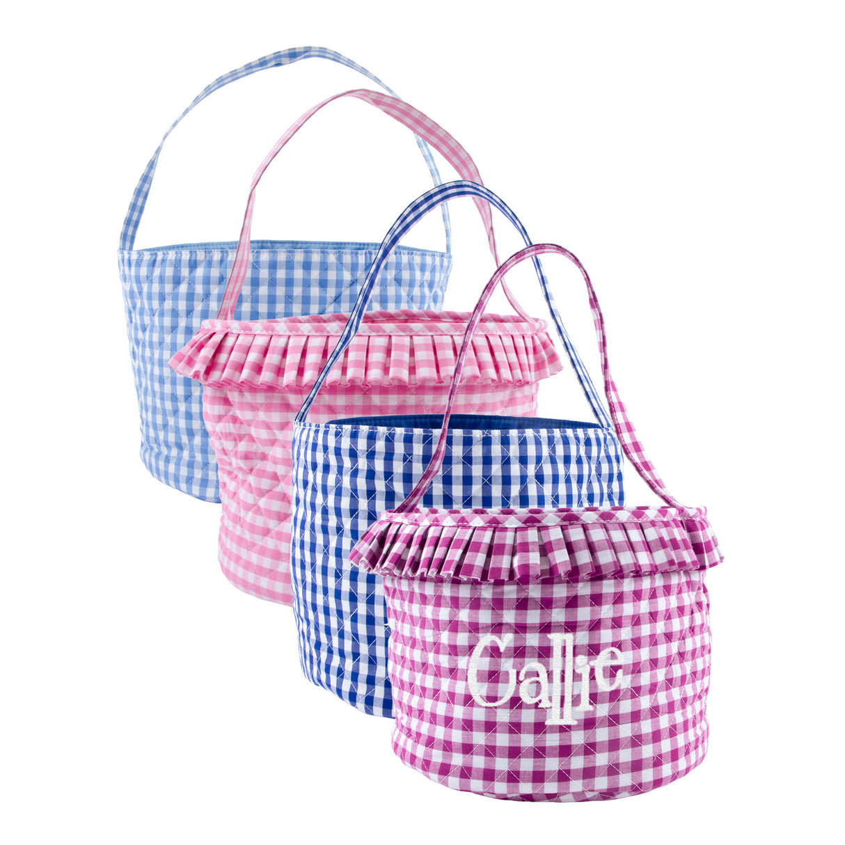 Gingham Quilted Bucket Basket