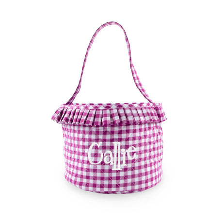 Gingham Quilted Bucket Basket