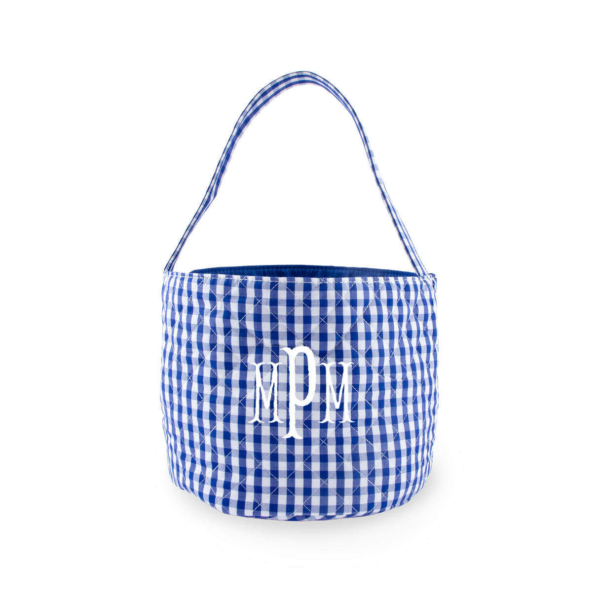 Gingham Quilted Bucket Basket