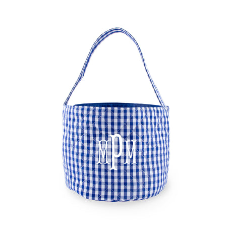 Gingham Quilted Bucket Basket