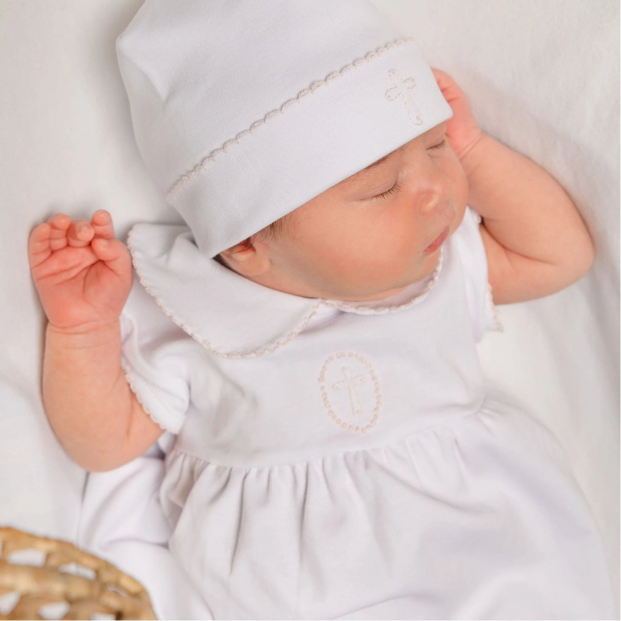 Blessed Cross Embroidered Short Sleeve Gown