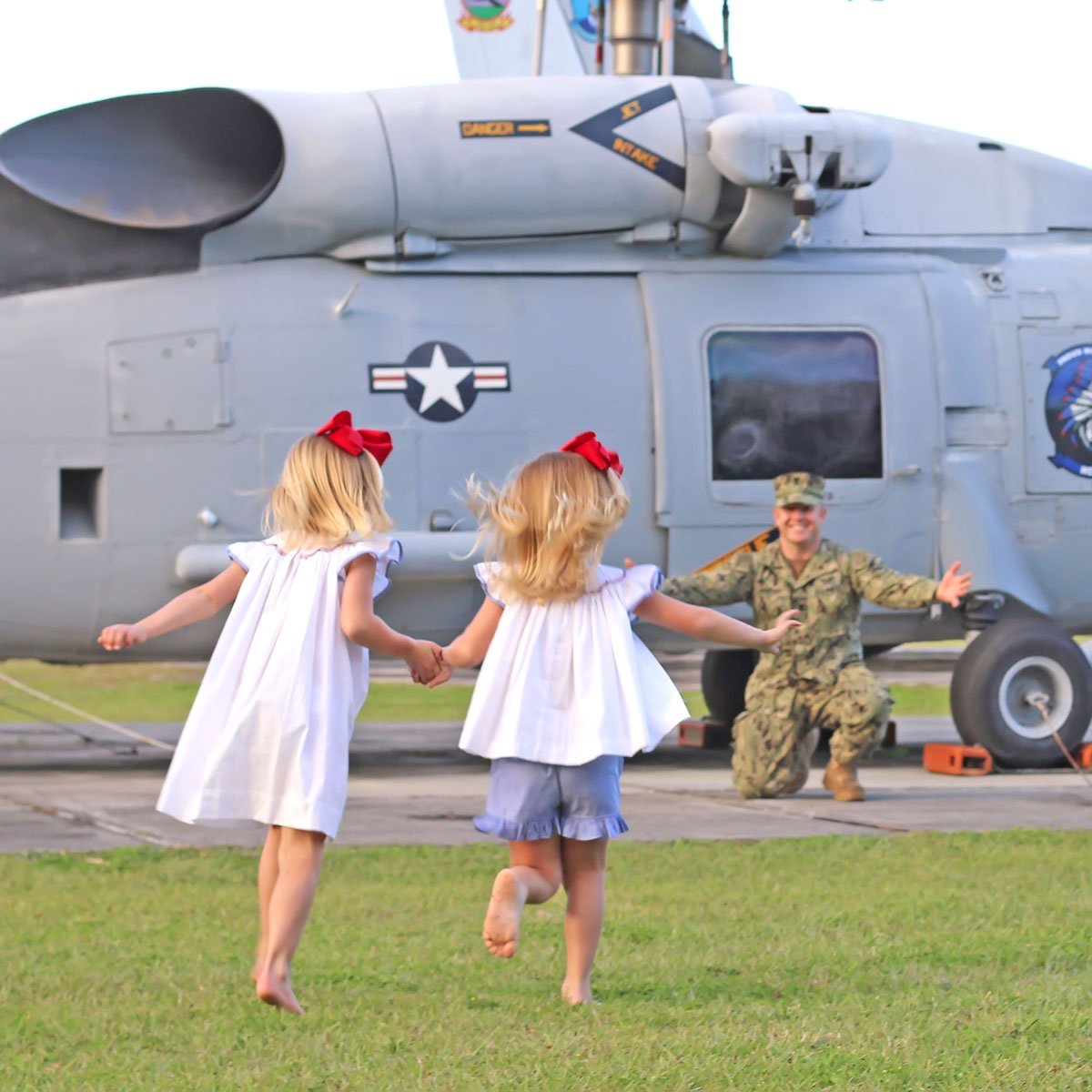 Flag Smocked White Pique Dress