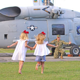 Flag Smocked White Pique Dress