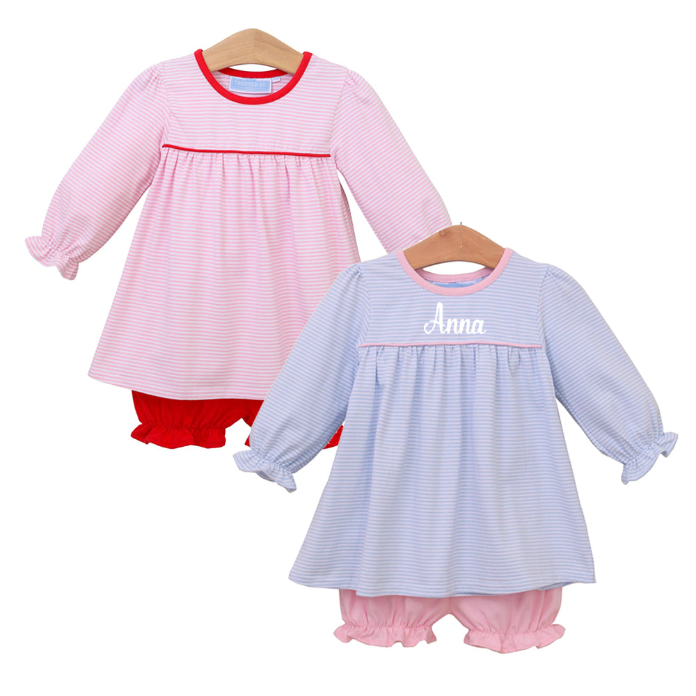 Ellie Long Sleeve Stripe Knit Bloomer Set