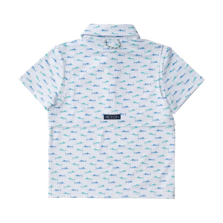 Fish Print Short Sleeve Performance Polo