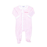 Mini Checks Knit Pink Ruffle Footie