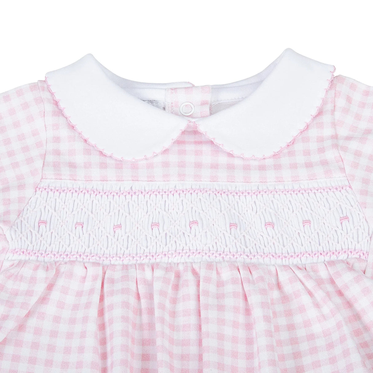 Mini Checks Knit Smocked Collared Footie