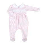 Mini Checks Knit Smocked Collared Footie