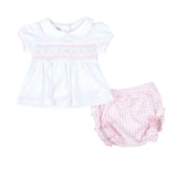 Mini Checks Knit Smocked Collared Diaper Set