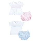 Mini Checks Knit Smocked Collared Diaper Set