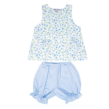 Bow Pocket Blue Glory Print Bloomer Set