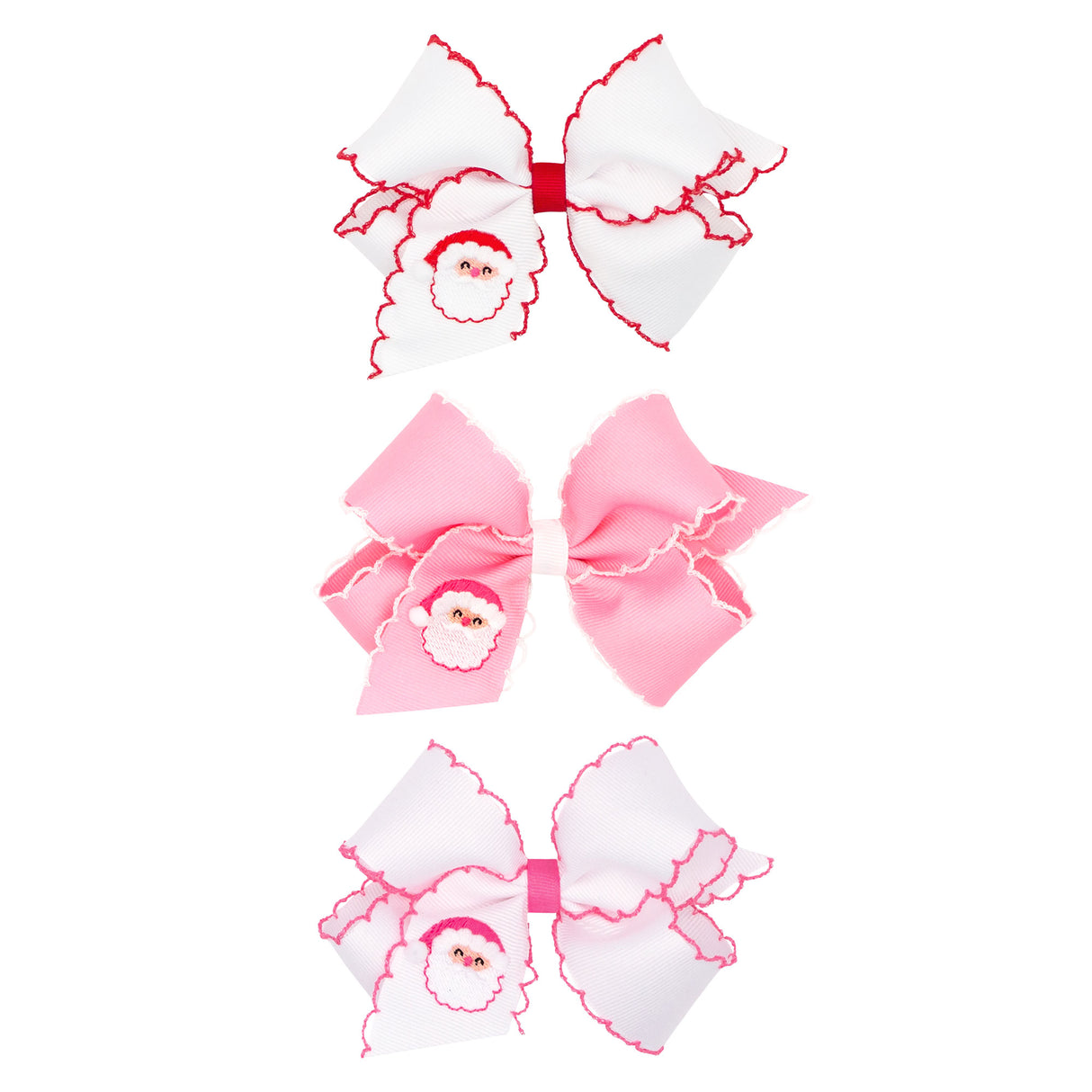 Santa Embroidered Moonstitch Bow