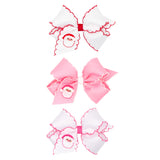 Santa Embroidered Moonstitch Bow