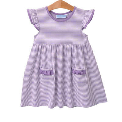 Lucy Dress Lavender Stripe Dress