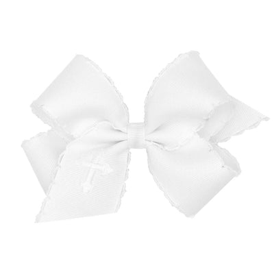 Embroidered Cross Moonstitch Bow White
