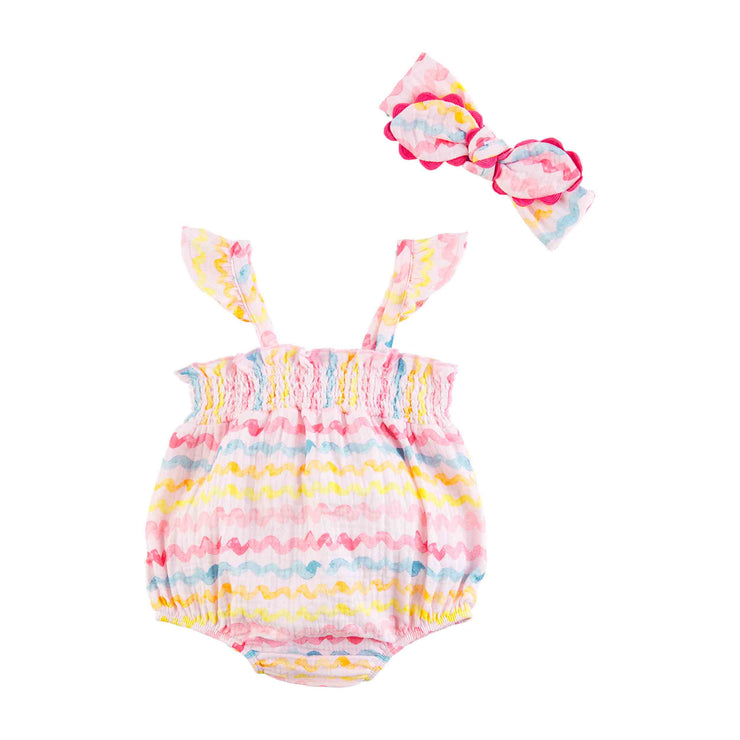 Rainbow Ric-Rac Bubble and Headband Set