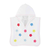 Flower Applique White Hooded Cover-Up