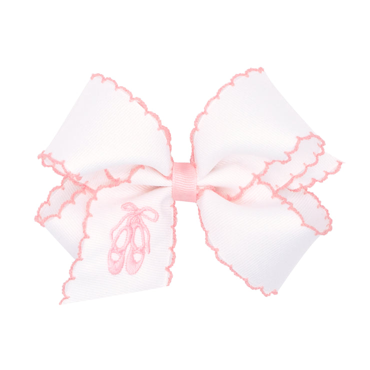 Ballet Slippers Embroidered Moonstitch Bow