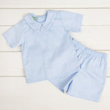 Collared Short Set Light Blue Pique