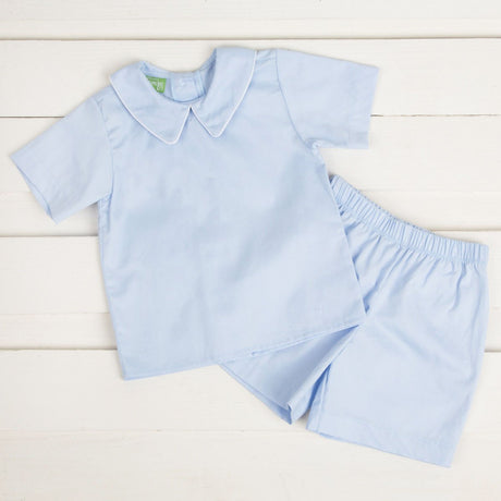 Collared Short Set Light Blue Pique