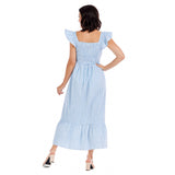 Blue Keya Ladies Smocked Maxi Dress
