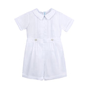 Embroidered Button On White Shortall
