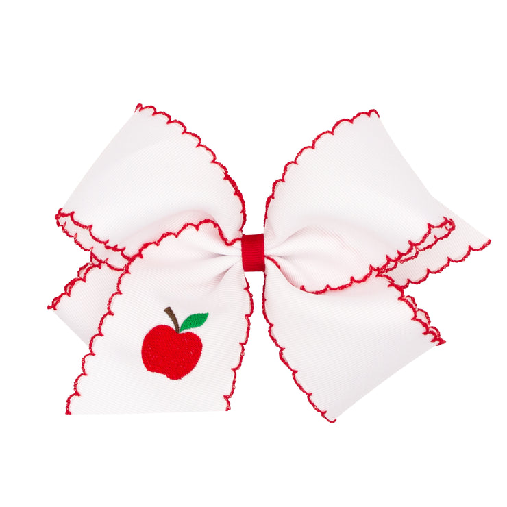 Apple Embroidered Moonstitch Bow