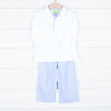 Blue Gingham Polo Pant Set
