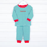 Green Candy Cane Stripe Pajamas