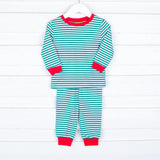 Green Candy Cane Stripe Pajamas