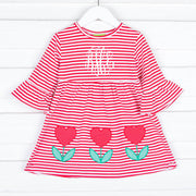 Blooming Hearts Stripe Milly Dress