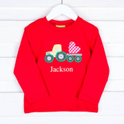 Heart Tractor Red Long Sleeve Shirt
