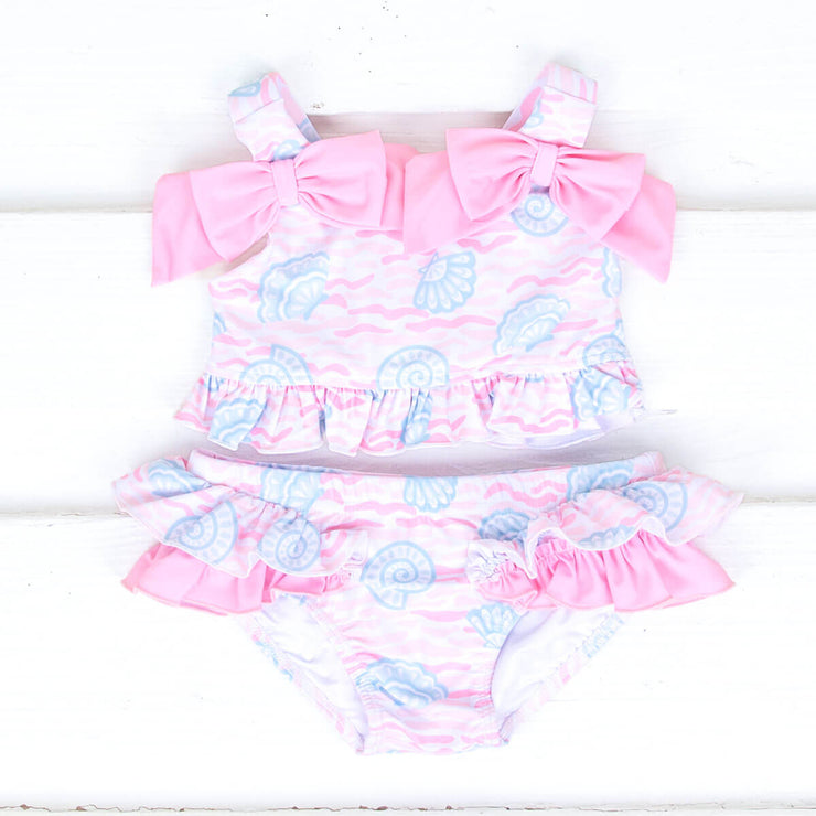 Sea Island Seashell Two Piece Girls Swimsuit – Classic Whimsy