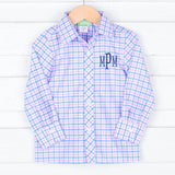 Spring Pink and Blue Button Down Shirt