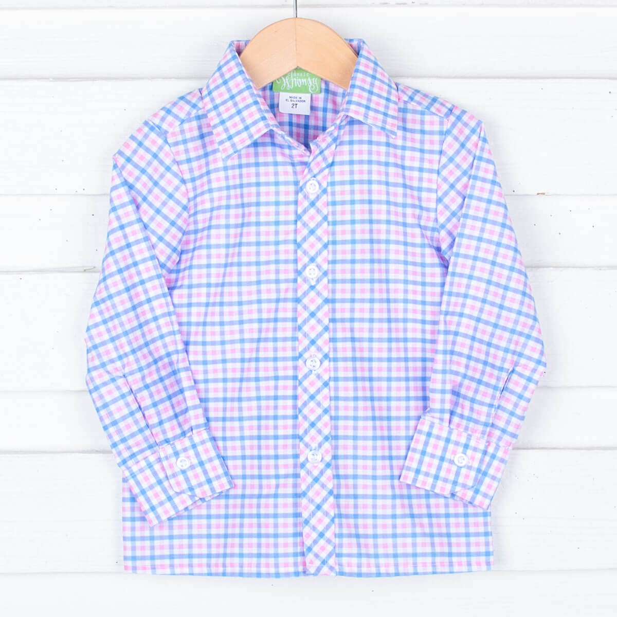 Spring Pink and Blue Button Down Shirt
