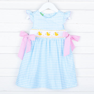 Spring Duckling Smocked Turquoise Beverly Dress