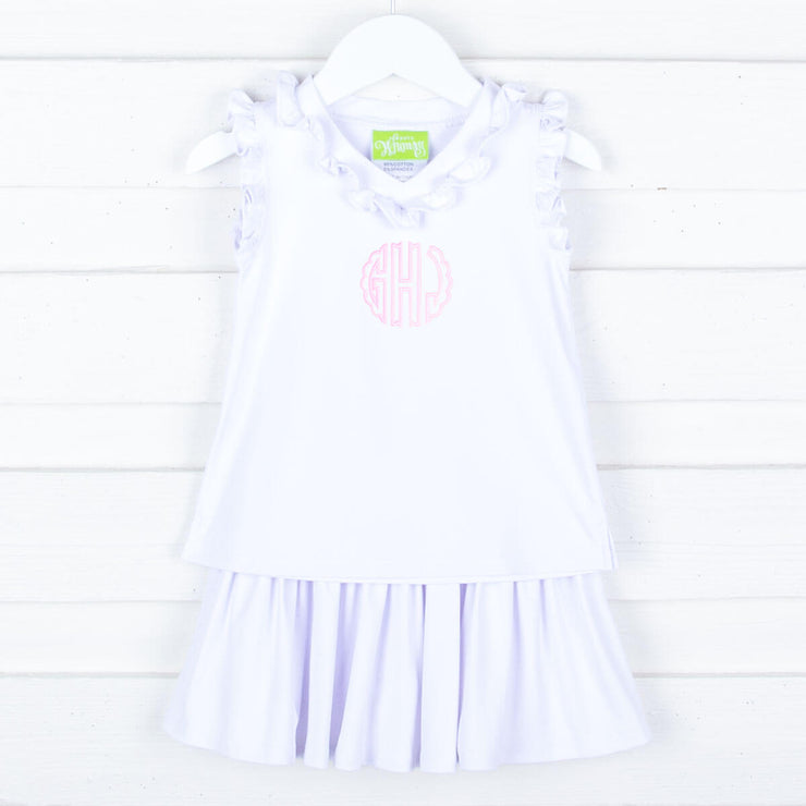 White Ruffle Tennis Skirt Set