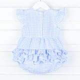 Pastel Blue Gingham Ruffle Kate Bubble