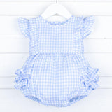 Pastel Blue Gingham Ruffle Kate Bubble