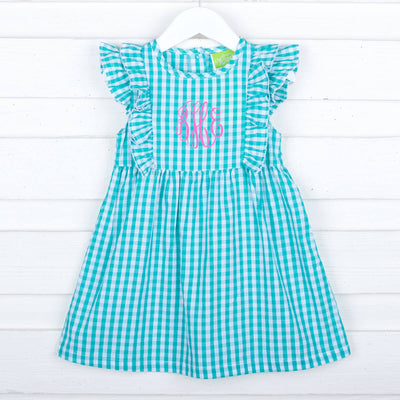 Turquoise Gingham Kate Dress
