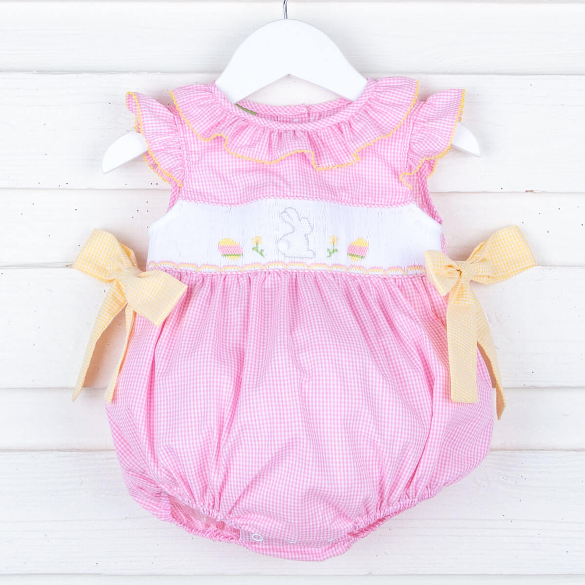 Easter Bunny Smocked Pink Beverly Bubble