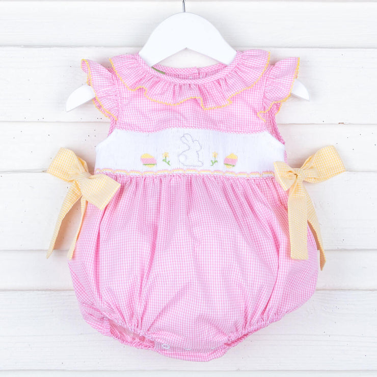 Easter Bunny Smocked Pink Beverly Bubble