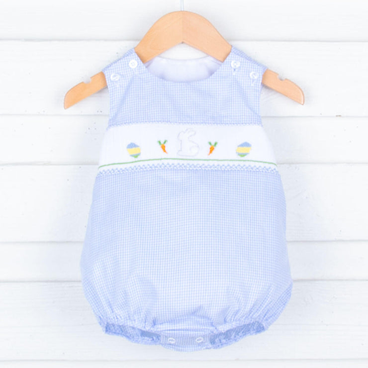 Easter Bunny Smocked Blue Bubble