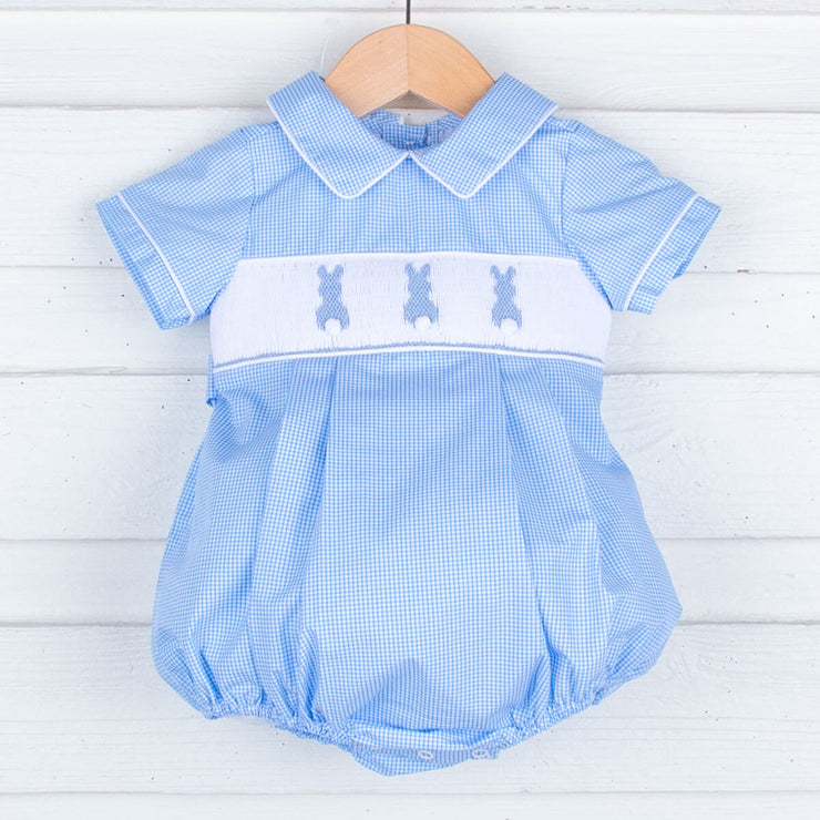 Bunny Bum Smocked Blue Collared Bubble