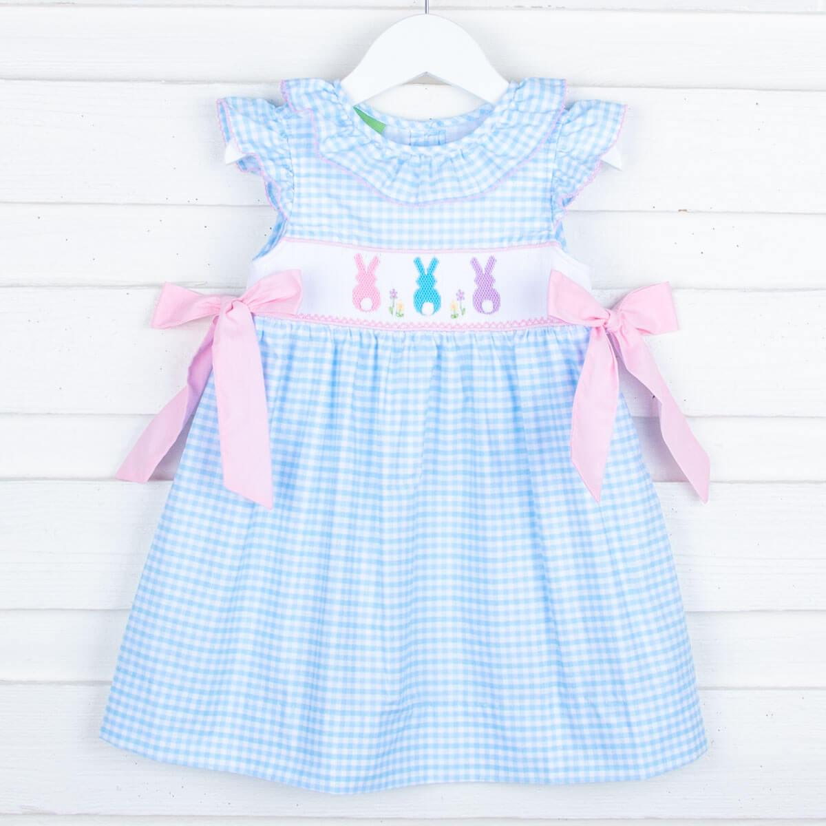 Easter Bunny Smocked Turquoise Beverly Dress