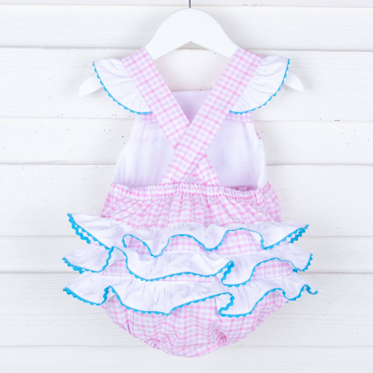 Birthday Smocked Pink Check Leah Bubble