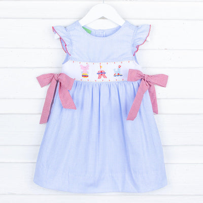Circus Show Blue Gingham Beverly Dress