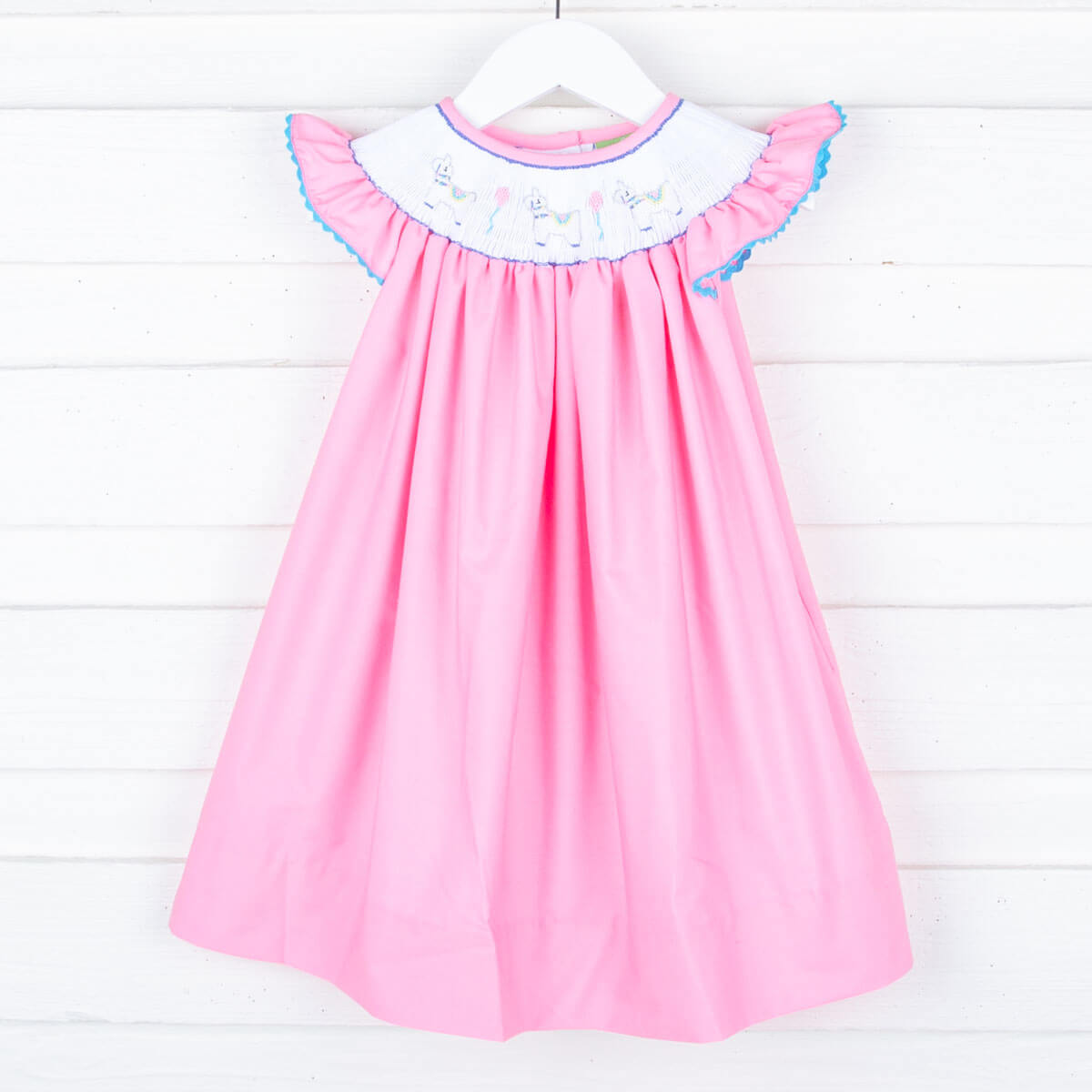 Llama Party Smocked Pink Dress