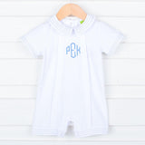 White with Blue Sailor Knit Shortall