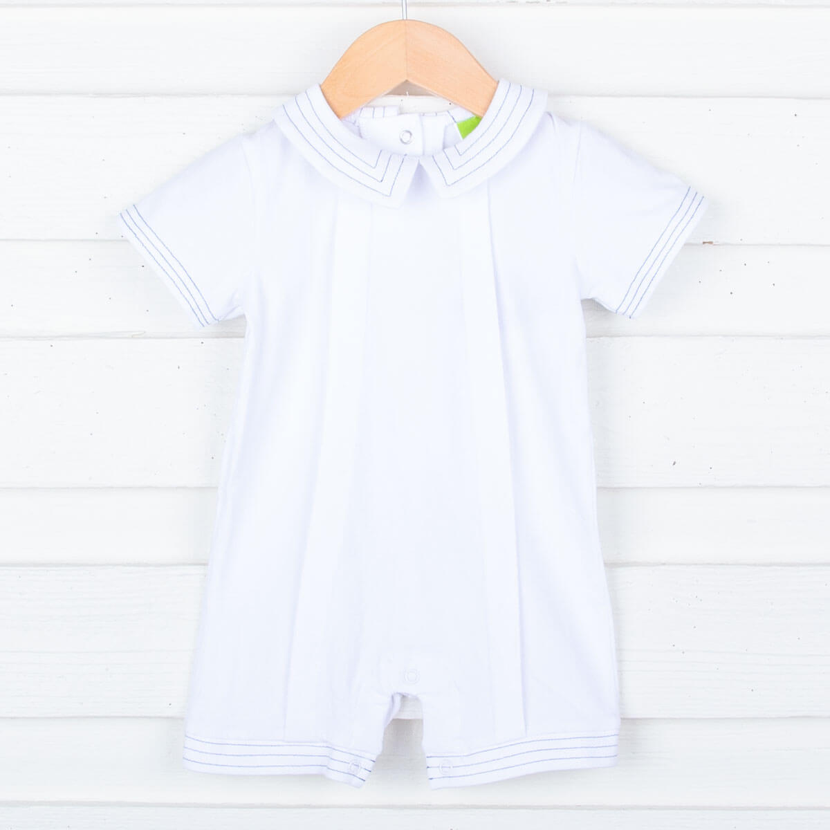 White with Blue Sailor Knit Shortall